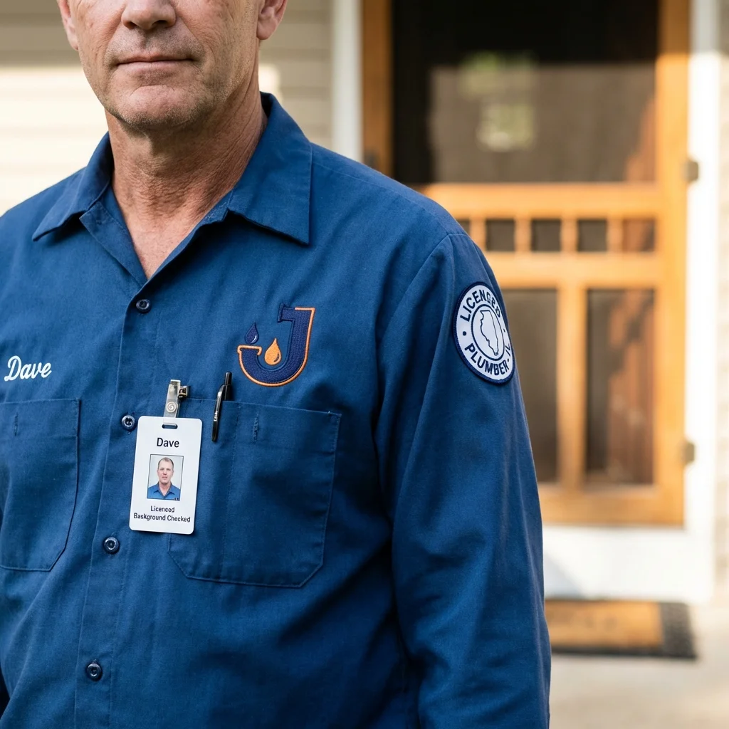 Licensed plumber showing ID badge in Boylston, MA