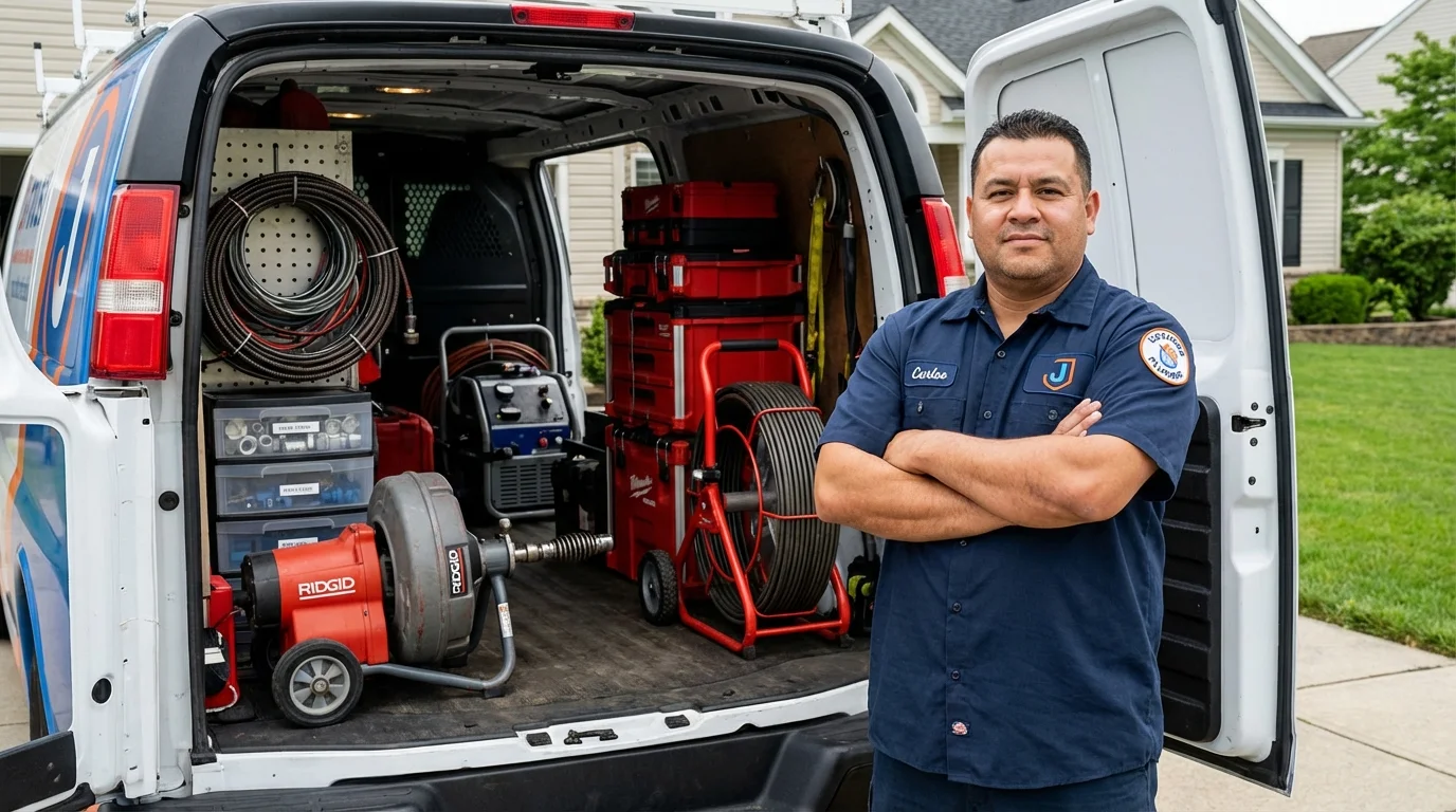 Professional drain cleaning equipment and Johns Plumbing LLC plumber in Boylston
