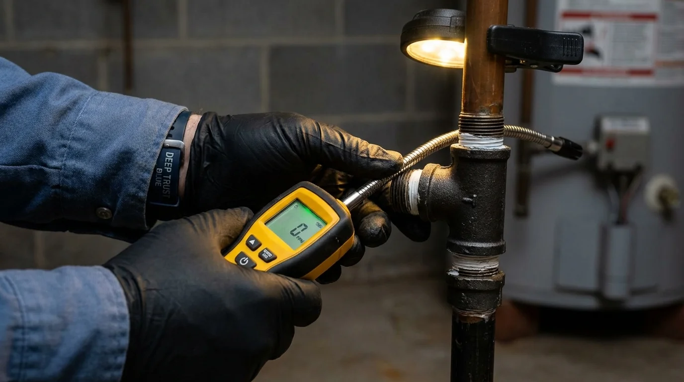 Gas leak detection with electronic sniffer by Johns Plumbing LLC in Boylston