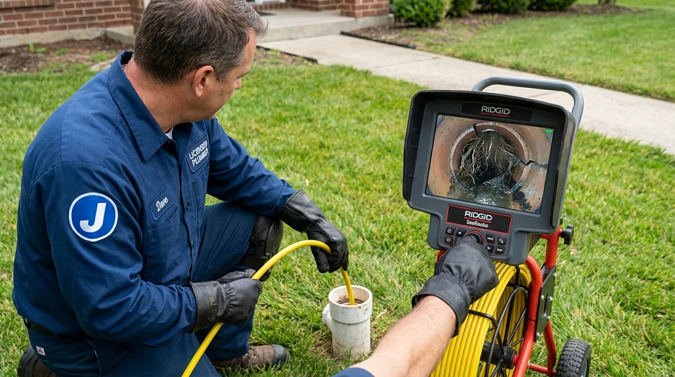 Sewer camera inspection being performed by Johns Plumbing LLC in Boylston