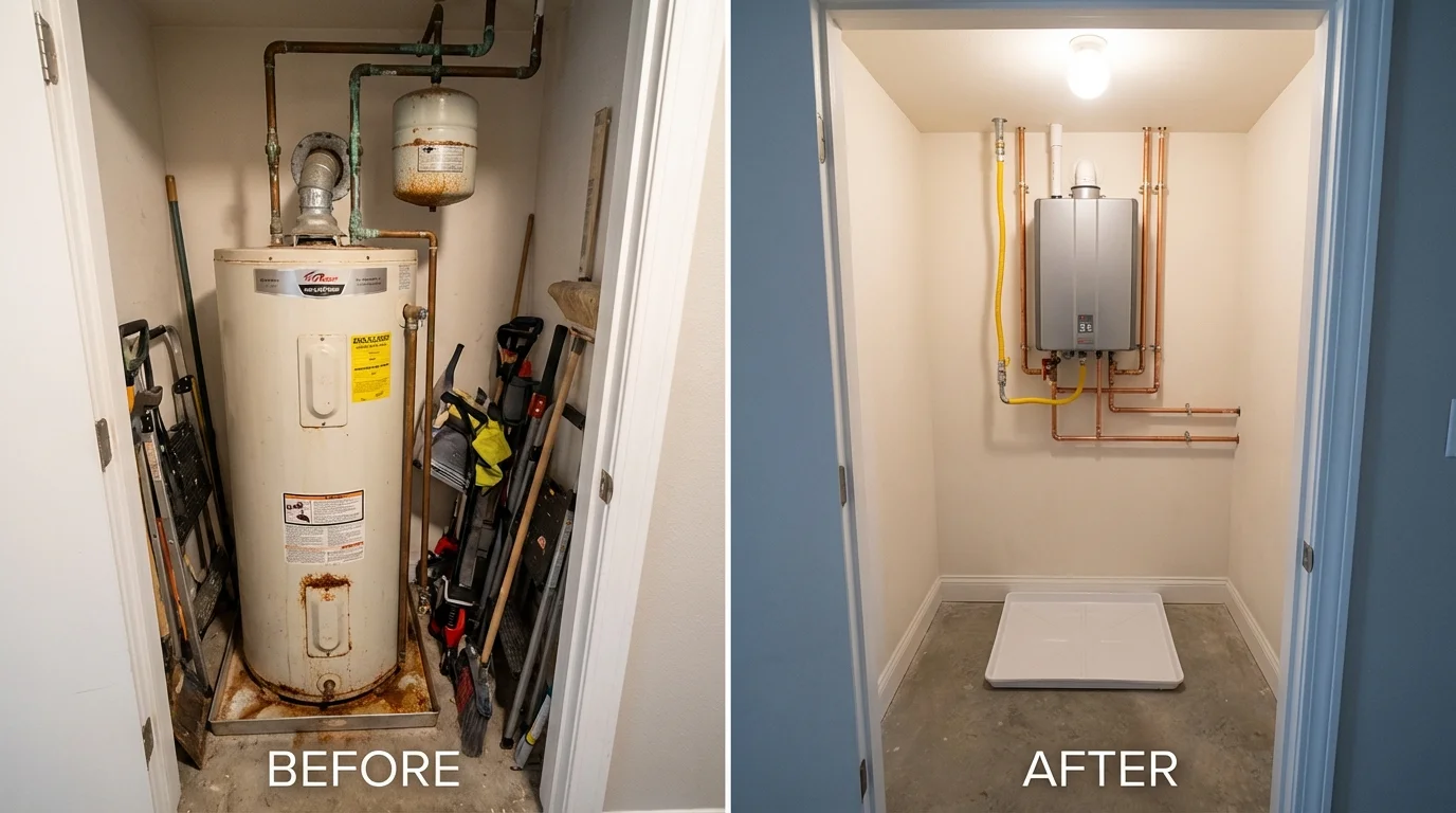 Tank water heater versus wall-mounted tankless unit comparison for Boylston, MA homeowners